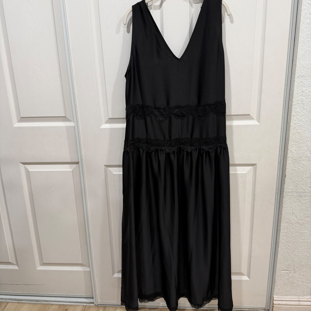 Torrid Festi Drop Waist Lace Trim Maxi Dress‎ Deep Black 2X 18-20 44540901 - Picture 9 of 10